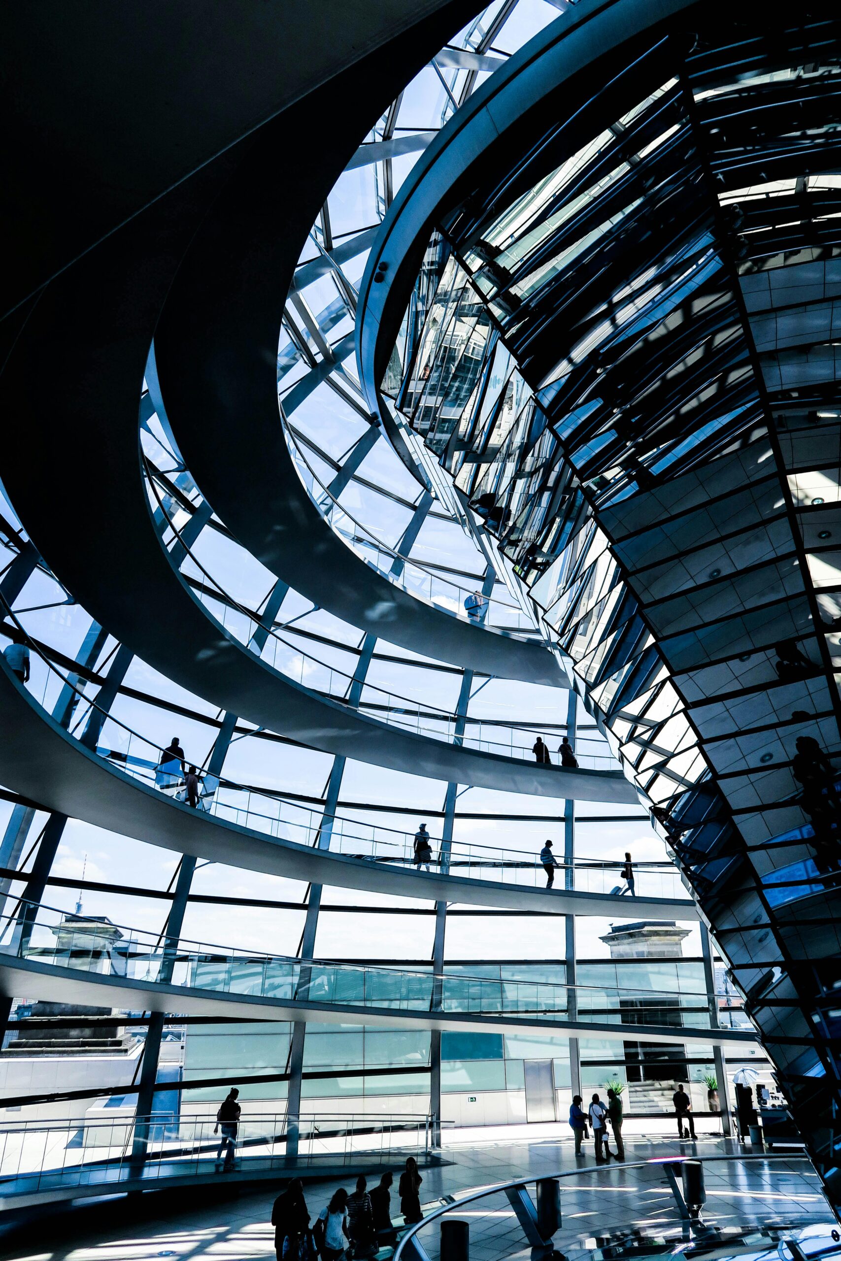 Home Explore the modern architectural wonder of Berlin's Reichstag dome with its spiral walkways.